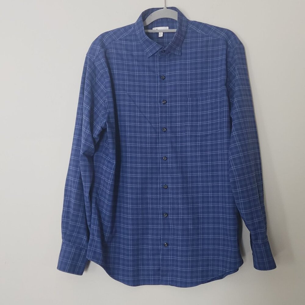 Peter Millar blue plaid button down shirt  sz L men long sleeve